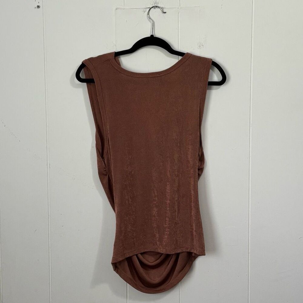 Week & Copper Shiny Cowl Neck Rouched Tank Large - Picture 4 of 4